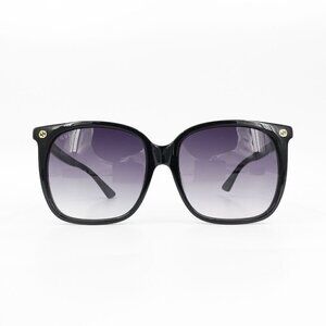 Gucci GG0022 Oversized Acetate Sunglasses Black Gray OS
